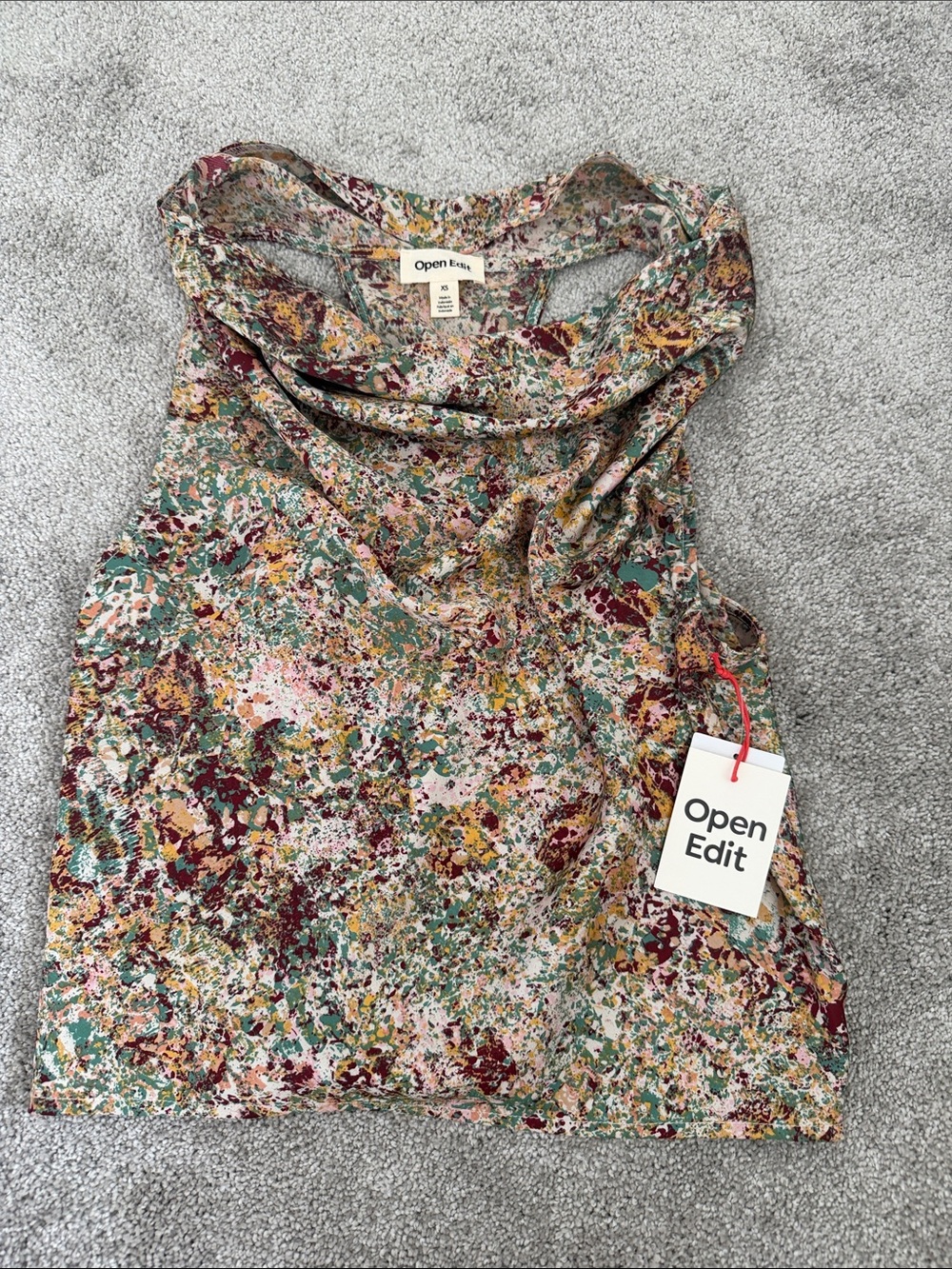 Open Edit Women's Multicolor Floral-Print Racerback Tank